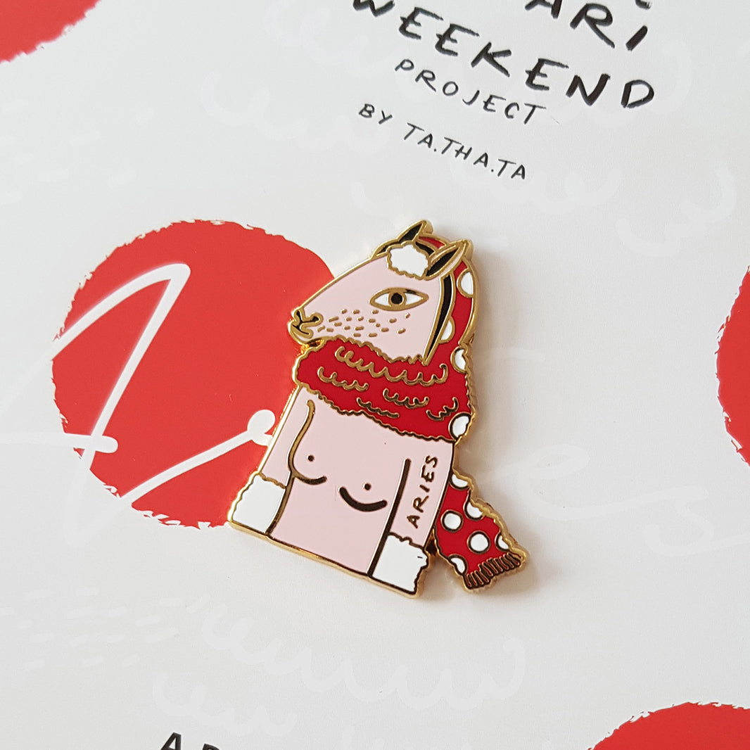 Aries zodiac enamel pin