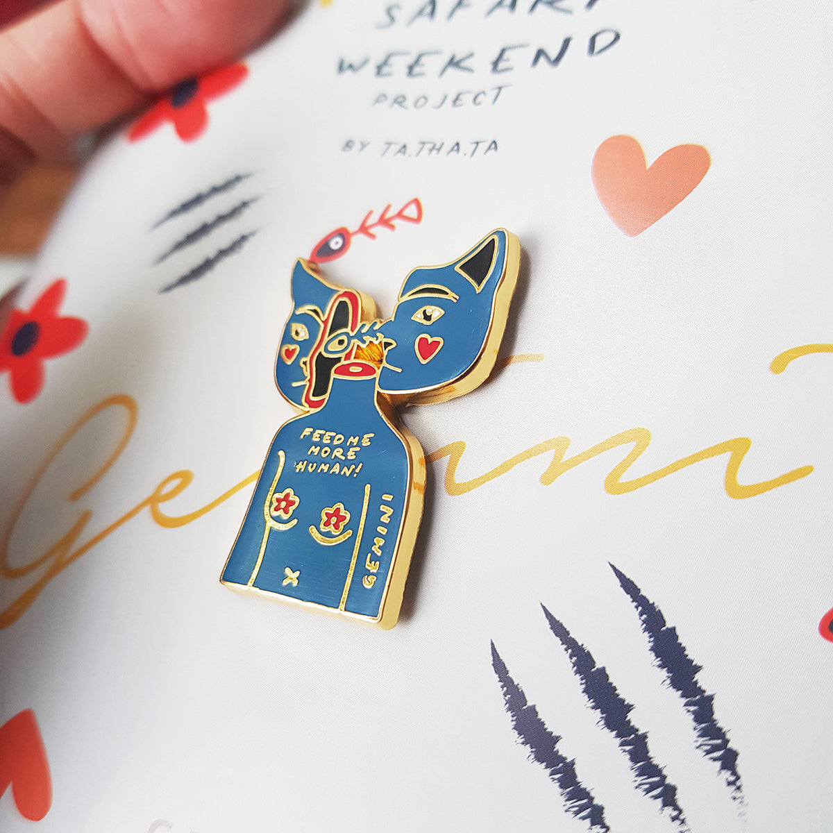 Gemini zodiac enamel pin