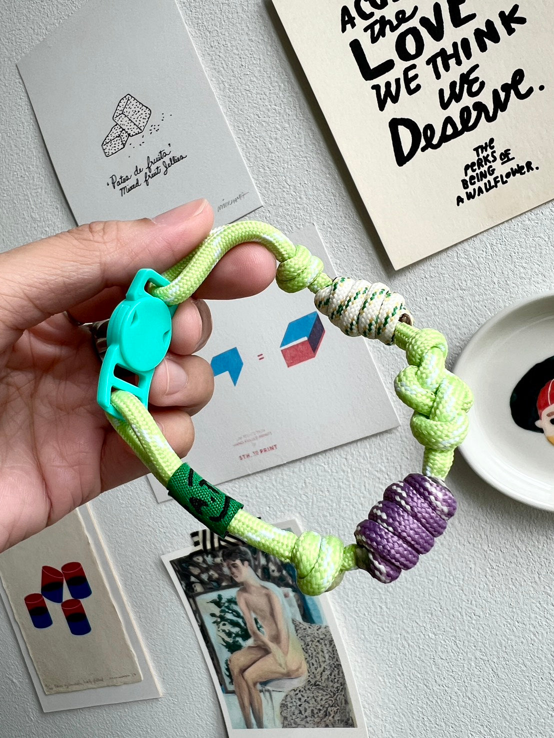 Breakaway Braided Nylon Cat Collar : Lime Lover Cat Ramen Collar
