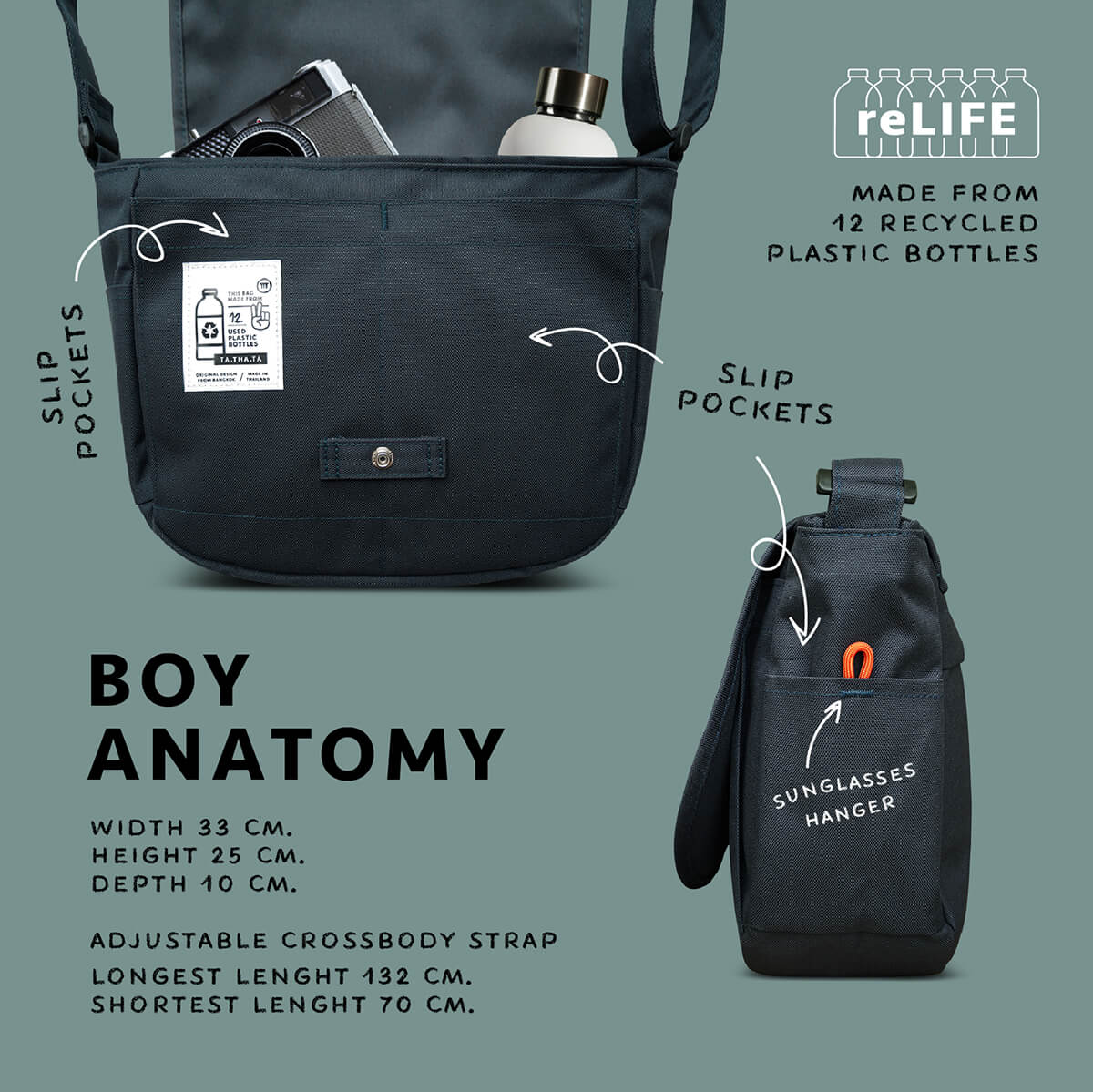 Boy relife charcoal navy bag