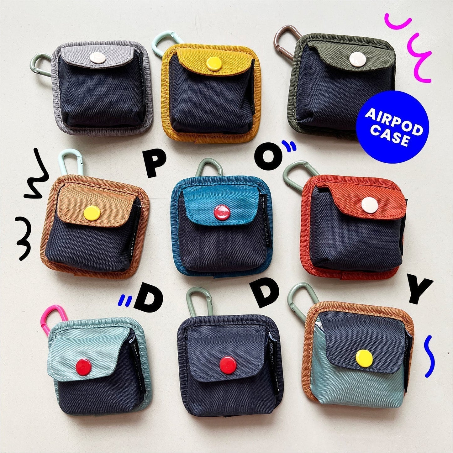 Poddy relife charcoal navy airpod pouch