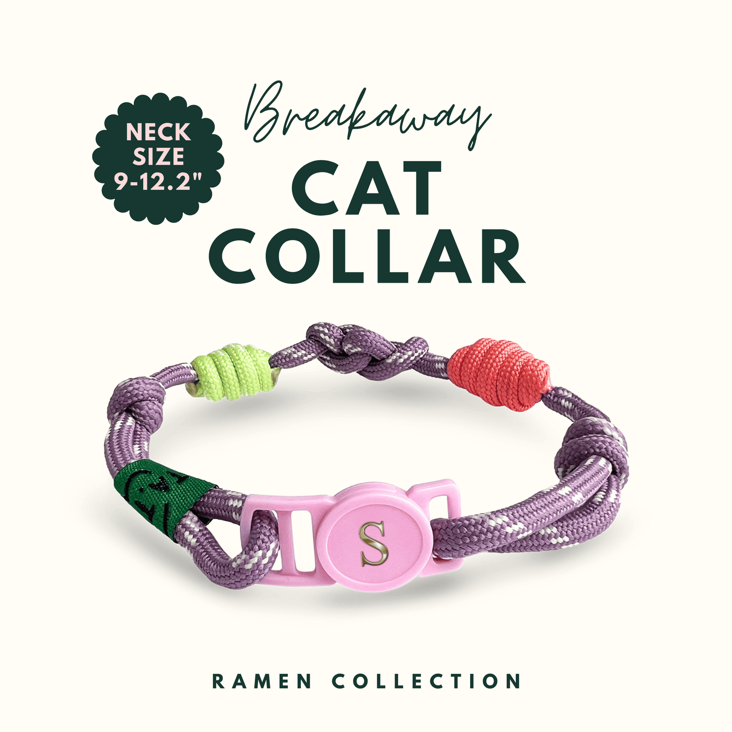 Breakaway Braided Nylon Cat Collar : Berry Soda Cat Ramen Collar