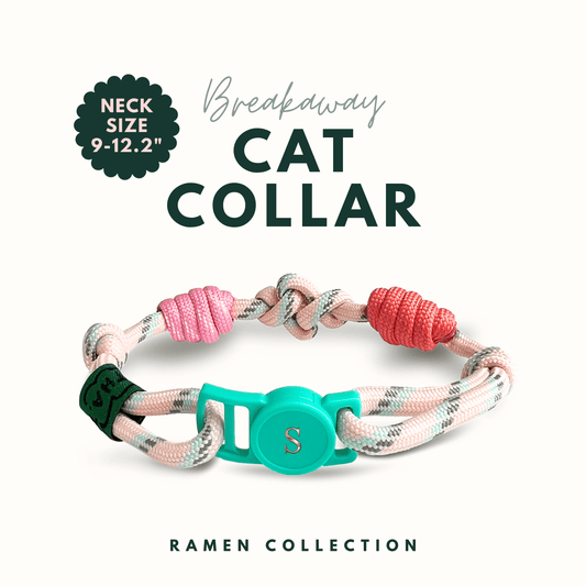 Breakaway Braided Nylon Cat Collar : Strawberry Mochi Cat Ramen Collar