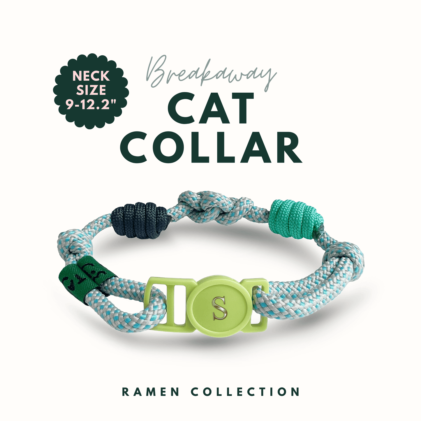Breakaway Braided Nylon Cat Collar : Cool Surf Cat Ramen Collar