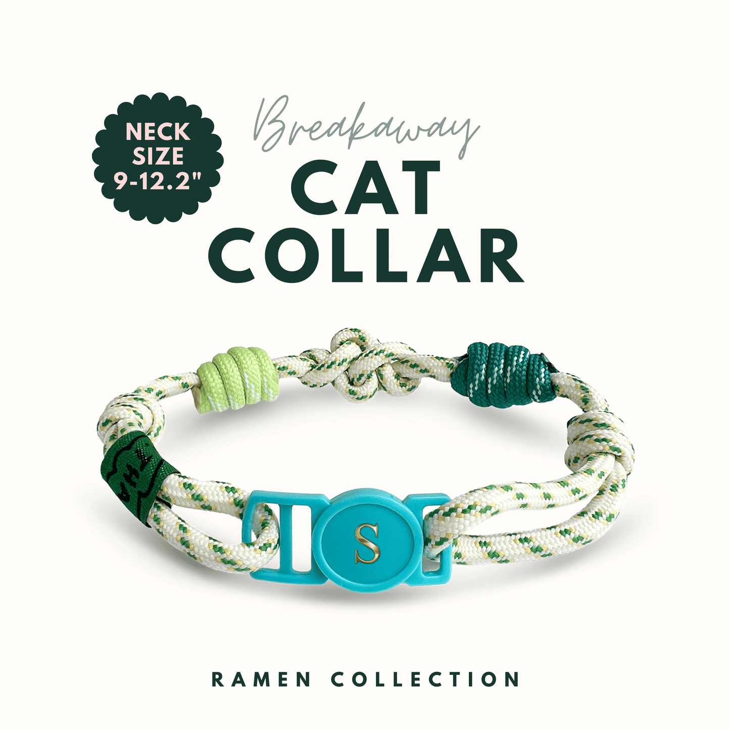 Breakaway Braided Nylon Cat Collar : Tennis Lover Cat Ramen Collar