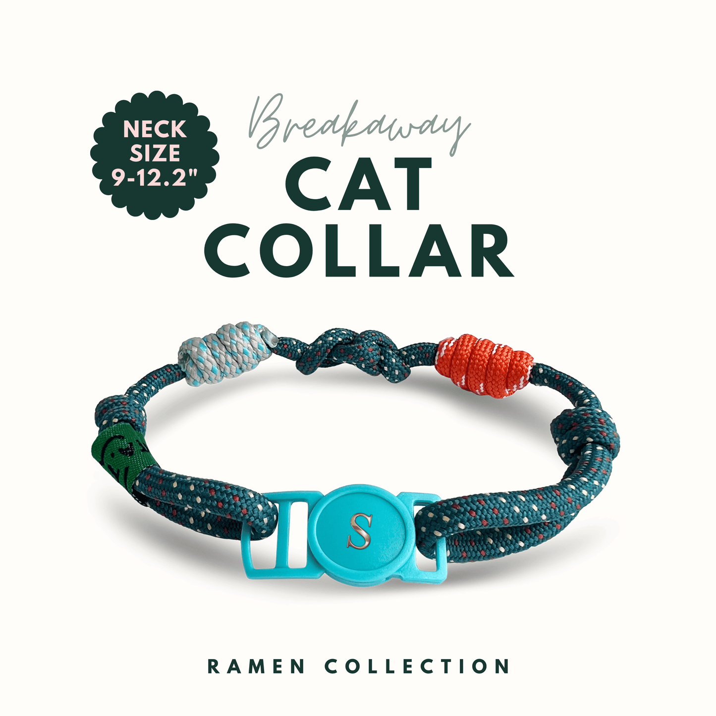 Breakaway Braided Nylon Cat Collar : Midnight Carnival Cat Ramen Collar