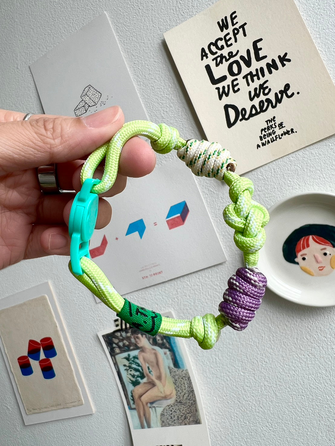 Breakaway Braided Nylon Cat Collar : Lime Lover Cat Ramen Collar