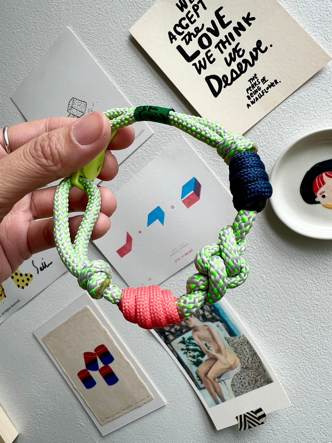 Breakaway Braided Nylon Cat Collar : Neon Play Cat Ramen Collar