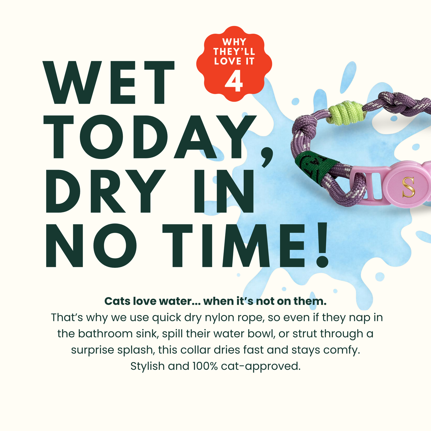 Breakaway Braided Nylon Cat Collar : Tennis Lover Cat Ramen Collar