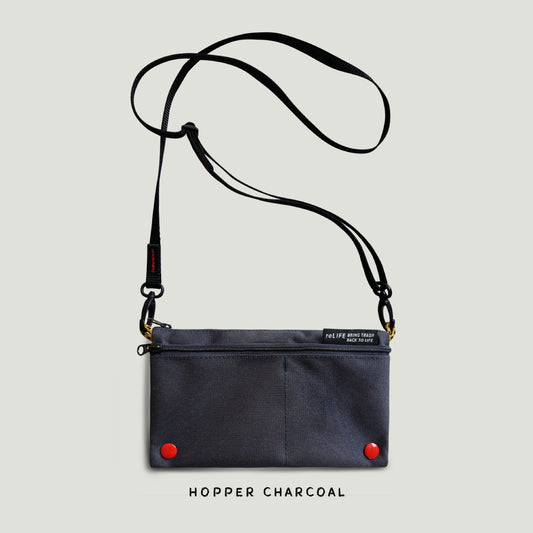 Hopper relife charcoal navy sling bag