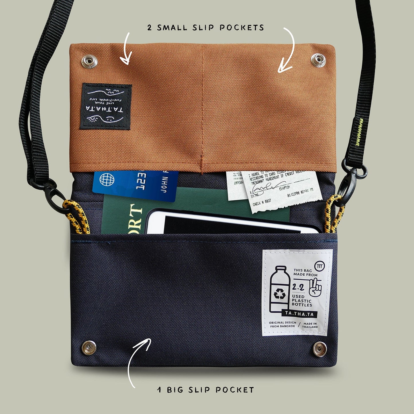Hopper relife charcoal navy sling bag