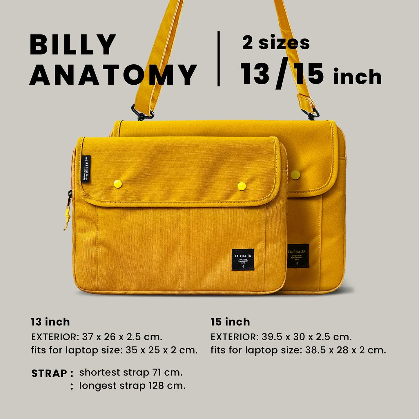 Billy relife mustard laptop bag